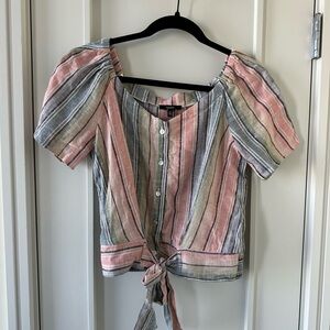 Drew linen striped top